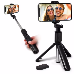 Aduro U-Stream Mini Selfie Stick Extendable Tripod with Wireless Remote, Black