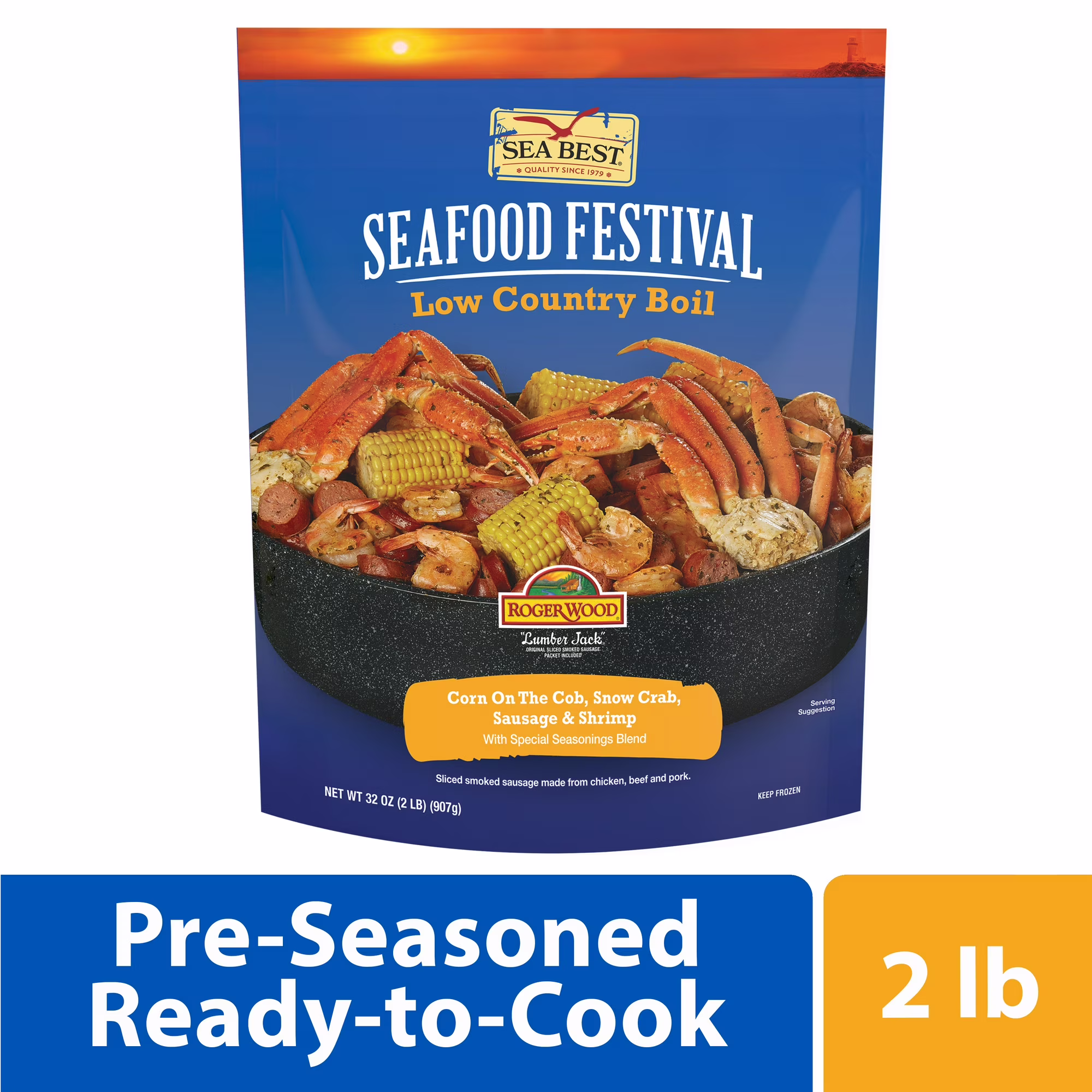 Sea Best Low Country Boil, 2 lb, Shrimp, Sausage, Snow Crab and Corn