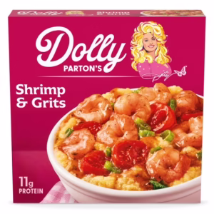Dolly Parton's Shrimp & Grits With Cheese, Tomatoes, Scallions, Spicy Sauce